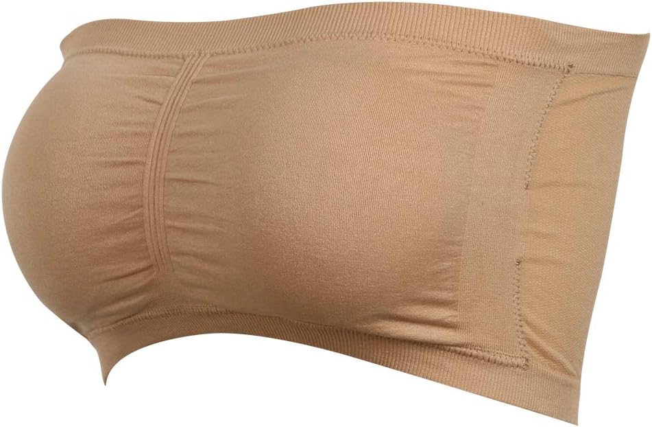 CLANDY Women's Seamless Bandeau Bra, Basic Padded Wire-Free Stretch Tube Top Yoga Bra 1-3 Pack