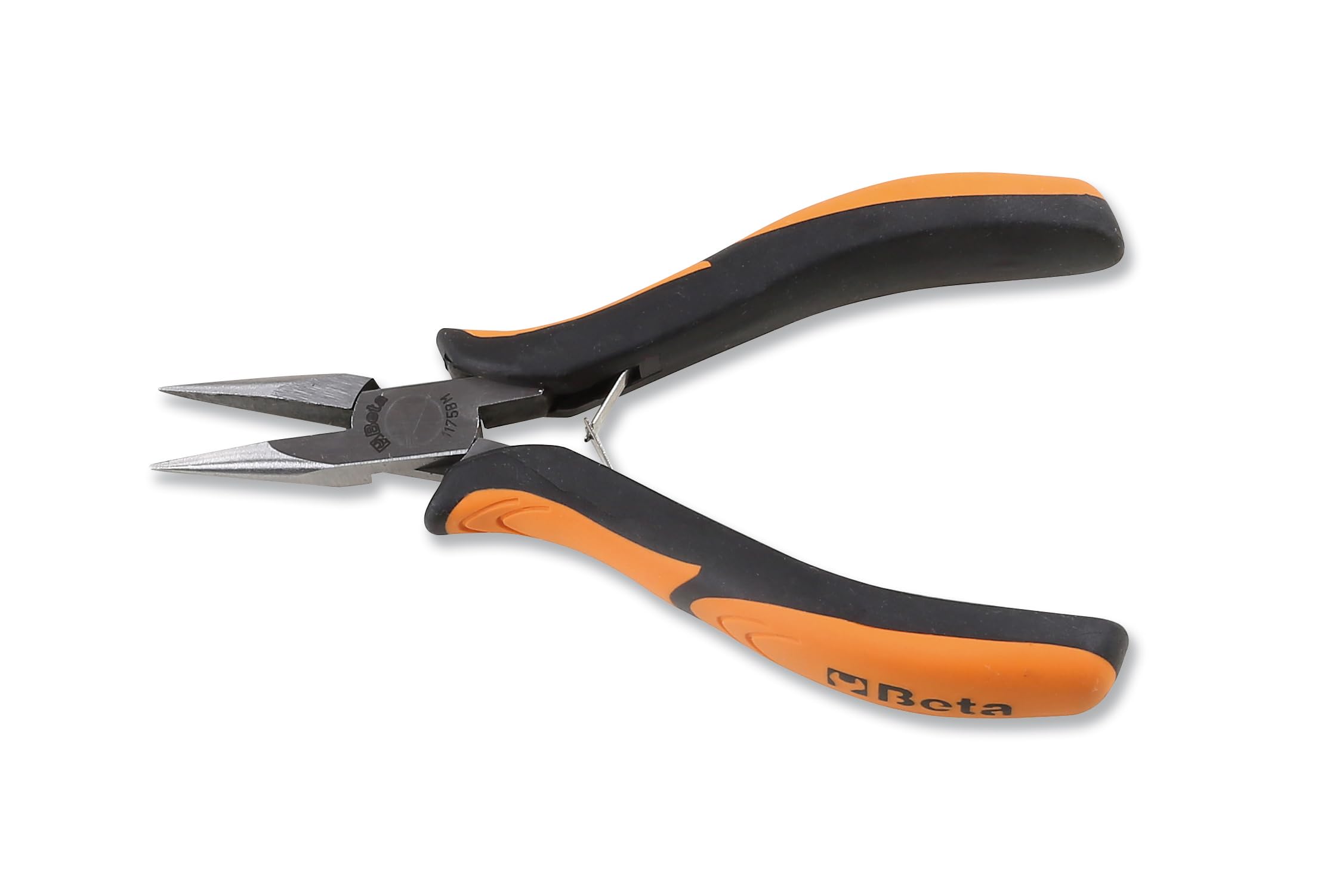 Beta 11750101 Model 1175 BM Half-Round Short Nose Pliers, Bi-material Handles, 140mm Smooth