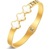 oiasse Gold Bracelet for Women, 18K Gold Titanium Steel Butterfly Cross Clover Heart Snake Bracelets Gifts for Women Teen
