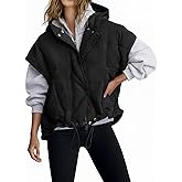 Tankaneo Womens Oversized Hooded Quilted Puffer Vest Cap Sleeve Warm Trendy Jackets Padded Outerwear Coat