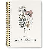 JKMBN Christian Bible Journaling Notebooks, Great Is Your Faithfulness Spiral Notebook, Christian Notebook Prayer Journal for Women, Scripture Hardcover Spiral Notebook College Ruled 5.5 x 8.3