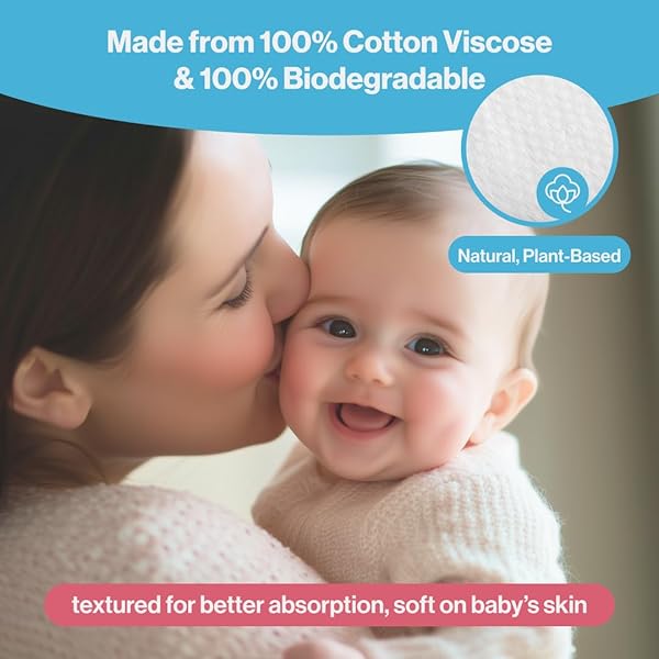 BABBLEROO DRY WIPES FOR BABY – 100% PLANT-BASED COTTON, HYPOALLERGENIC, FRAGRANCE-FREE, CHEMICAL-FREE, GENTLE FOR SENSITIVE SKIN, USE WET OR DRY FOR DIAPER CHANGES AND CLEANUPS– 200 WIPES