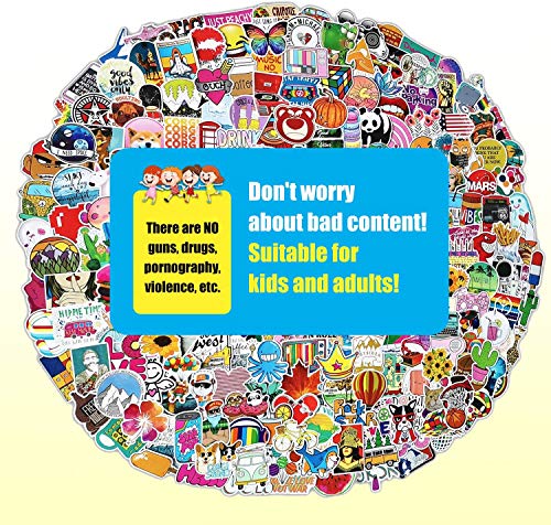 200 PCS Cool Waterproof Laptop Stickers, Vinyl Graffiti Aesthetic Stickers Decals for Water Bottle, Skateboard, Luggage, Guitar, Bike, Bumper, Motorcycle