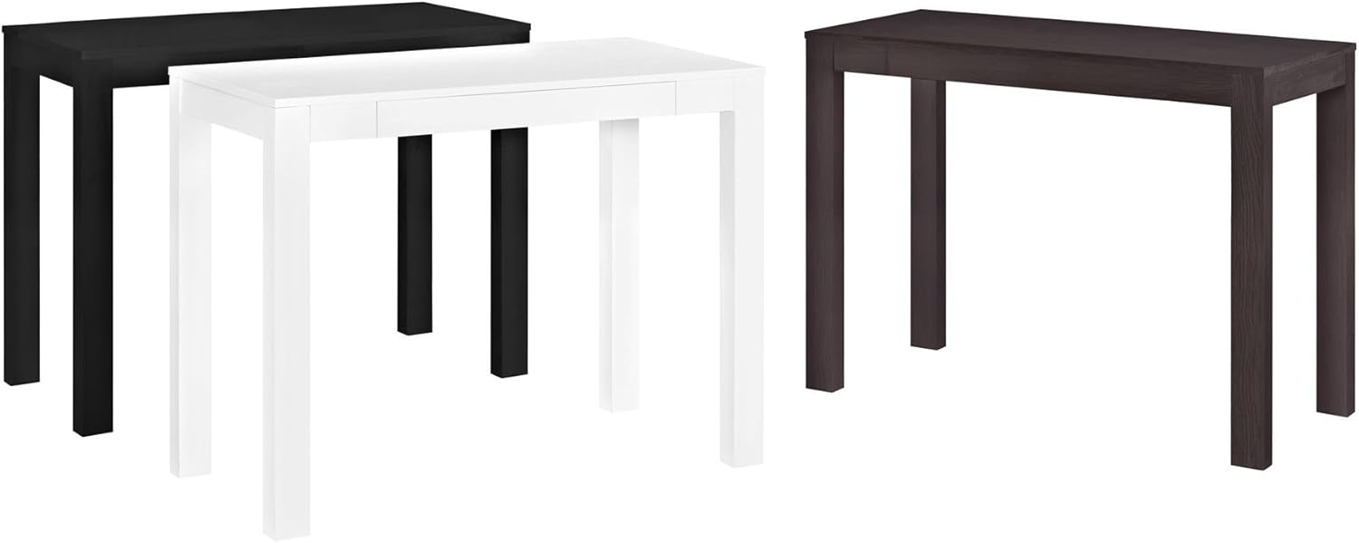 Ameriwood Home Parsons Desk with Drawer, White: Furniture & Decor