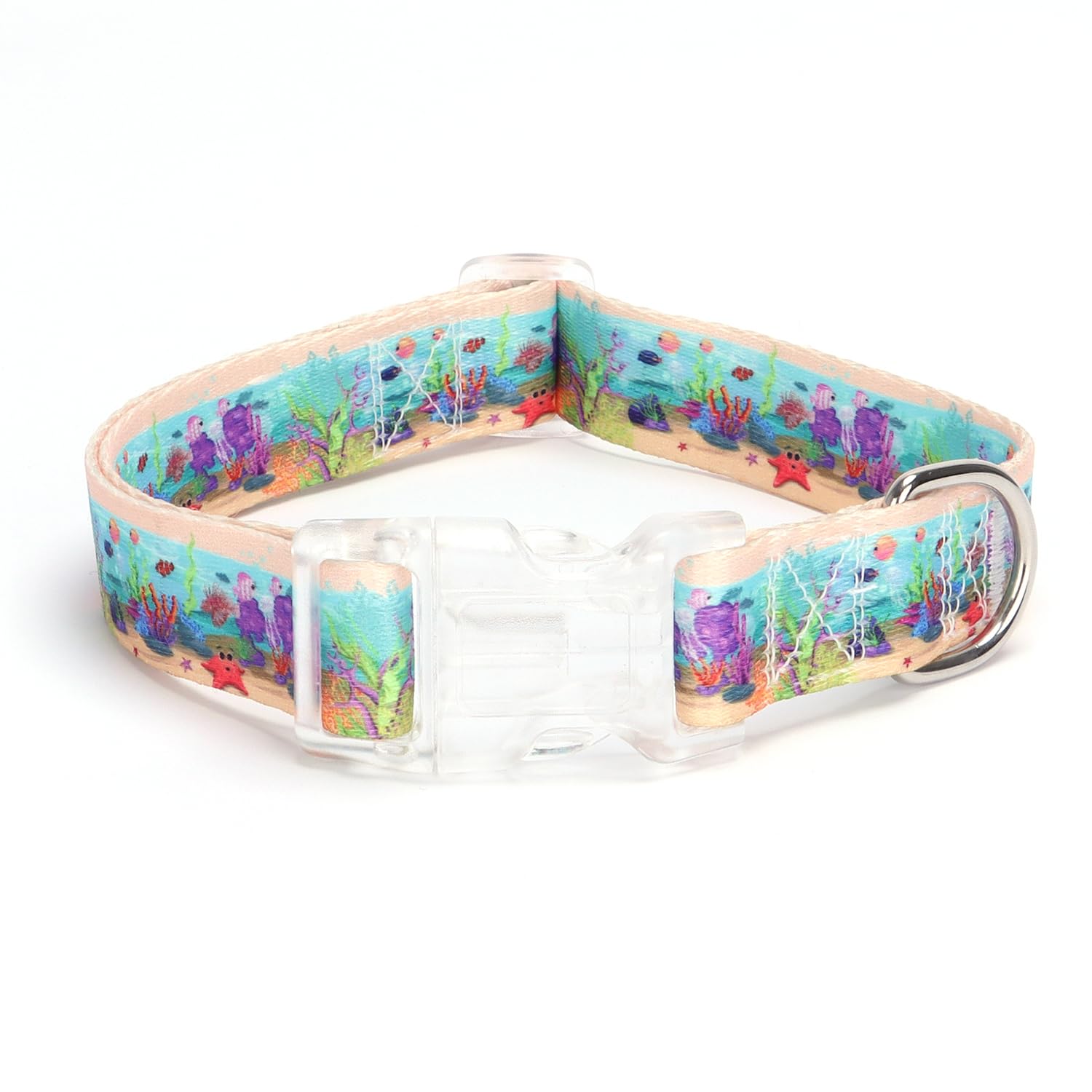 haoyueer Dog Collar for Small Medium Large Dogs, Adjustable Soft Puppy Cats Collars Multicolor Patterns Collars for Dogs Girl Boy Puppy Walking Running Training (M, Ocean)