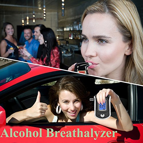 Alcohol Tester, Mouthpieces Personal Breathalyzer Digital Breath Analyzer with Semi-Conductor Sensor, Large Digital LCD Display, Blue Background Light + 5 Pcs Mouthpieces Included - Thumbnail 6