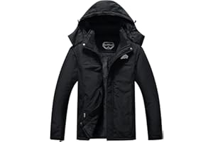 LONGHUATENG OTU Men's Waterproof Ski Jacket Snowboarding Windbreaker Warm Winter Hooded Mountain Snow Coat Large