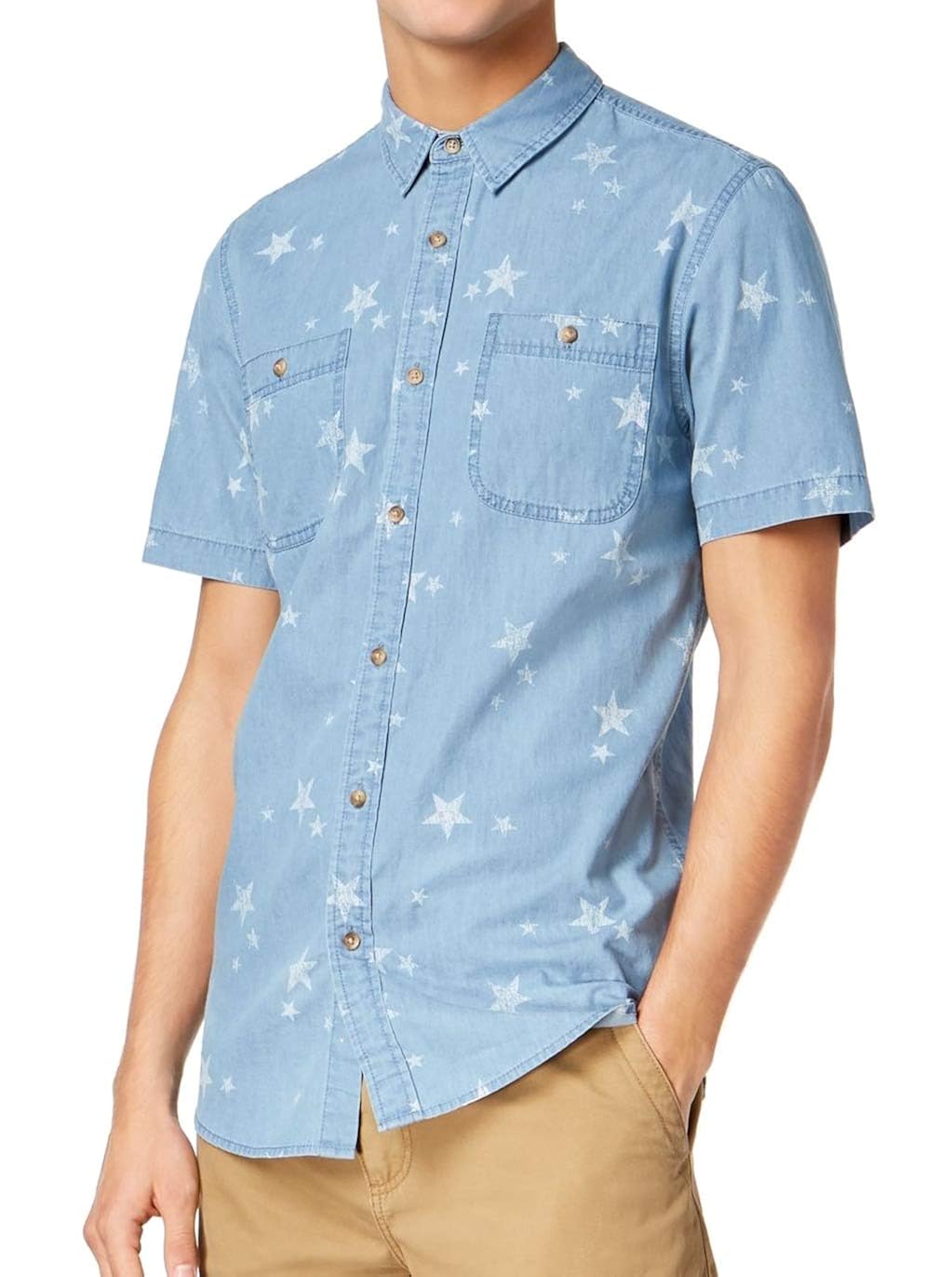 American Rag Mens Medium Star Print Button Down Shirt Shirts Casual ButtonDown Shirts