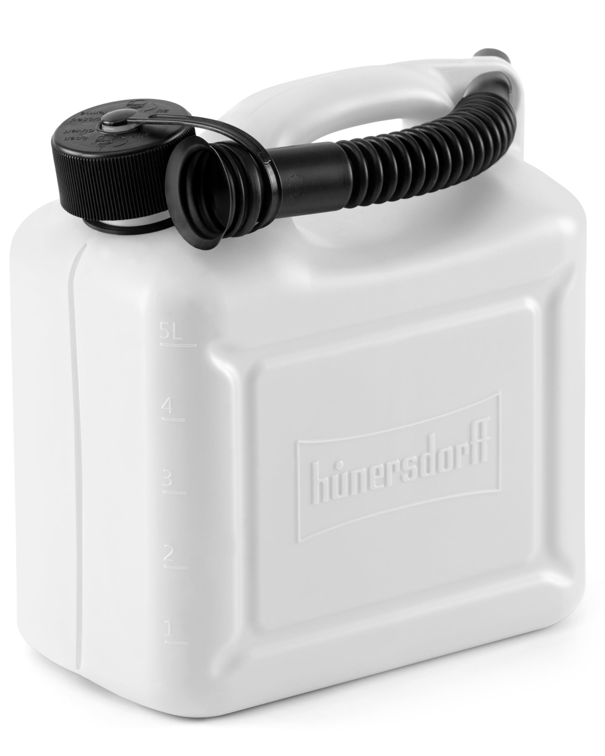 hünersdorff Fuel Canister 811500 Standard 5 L for Petrol, Diesel and Other Dangerous Goods, UN Approval, Made in Germany, TÜV-Tested Production, White