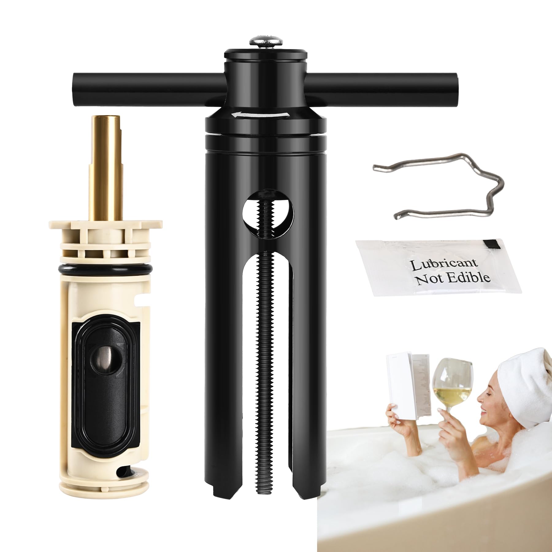 Photo 1 of 2025 New 104421U Cartridge Puller Tool,Complimentary 1222 Replacement Cartridge and Lubricant,For Moen 1222 1225 1220,Tub and Shower Faucet Cartridge Remover for Moen Posi-Temp Valve