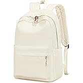 Bluboon School Backpack for Teen Girls Women Laptop Backpack College Bookbags Middle School Travel Work Commuter Back Pack(Solid Beige)