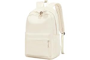 Bluboon School Backpack for Teen Girls Women Laptop Backpack College Bookbags Middle School Travel Work Commuter Back Pack(Solid Beige)
