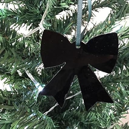 Black Bow Shaped Christmas Tree Decorations Pack Of Ten 7cm