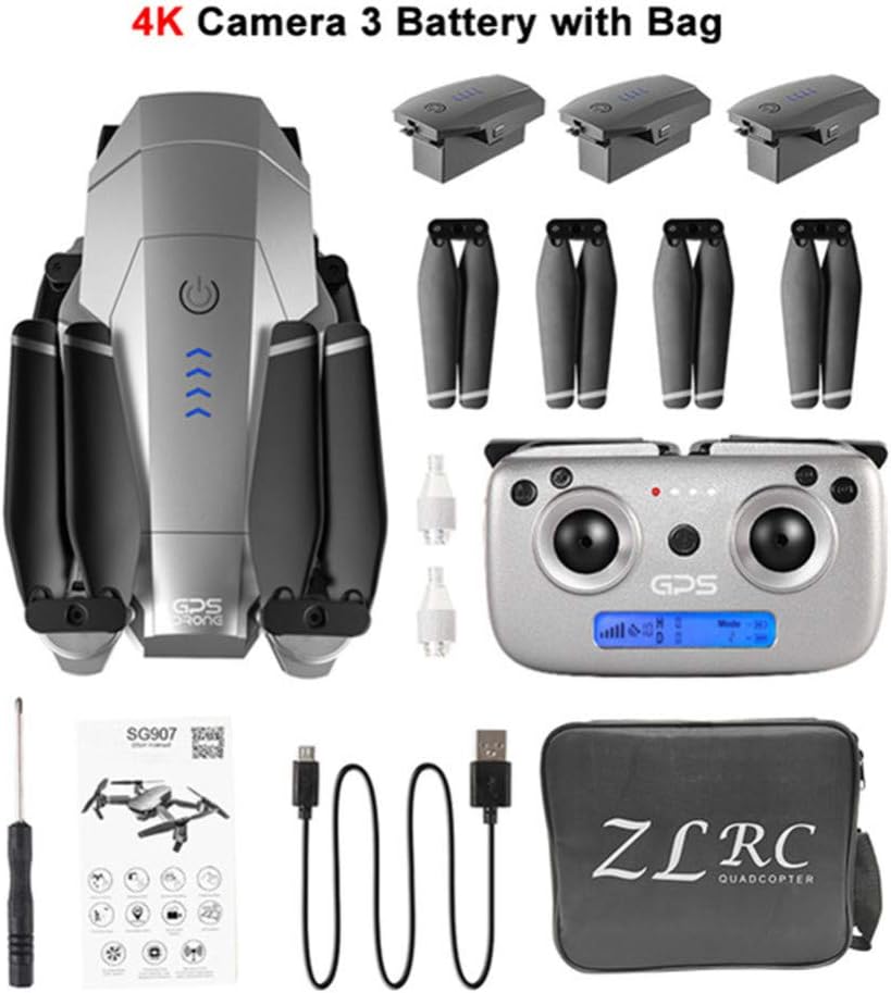 s61Ylu Mini Drone SG907 GPS Drone with 4K 1080P HD Dual Camera 5G WiFi RC Quadcopter Optical Flow Positioning Foldable Mini Drone VS E520S E58 (Storage Bag 4K Three-Battery)