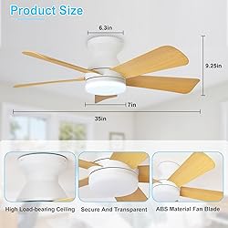 Depuley Modern Ceiling Fan with Light: 35-Inch