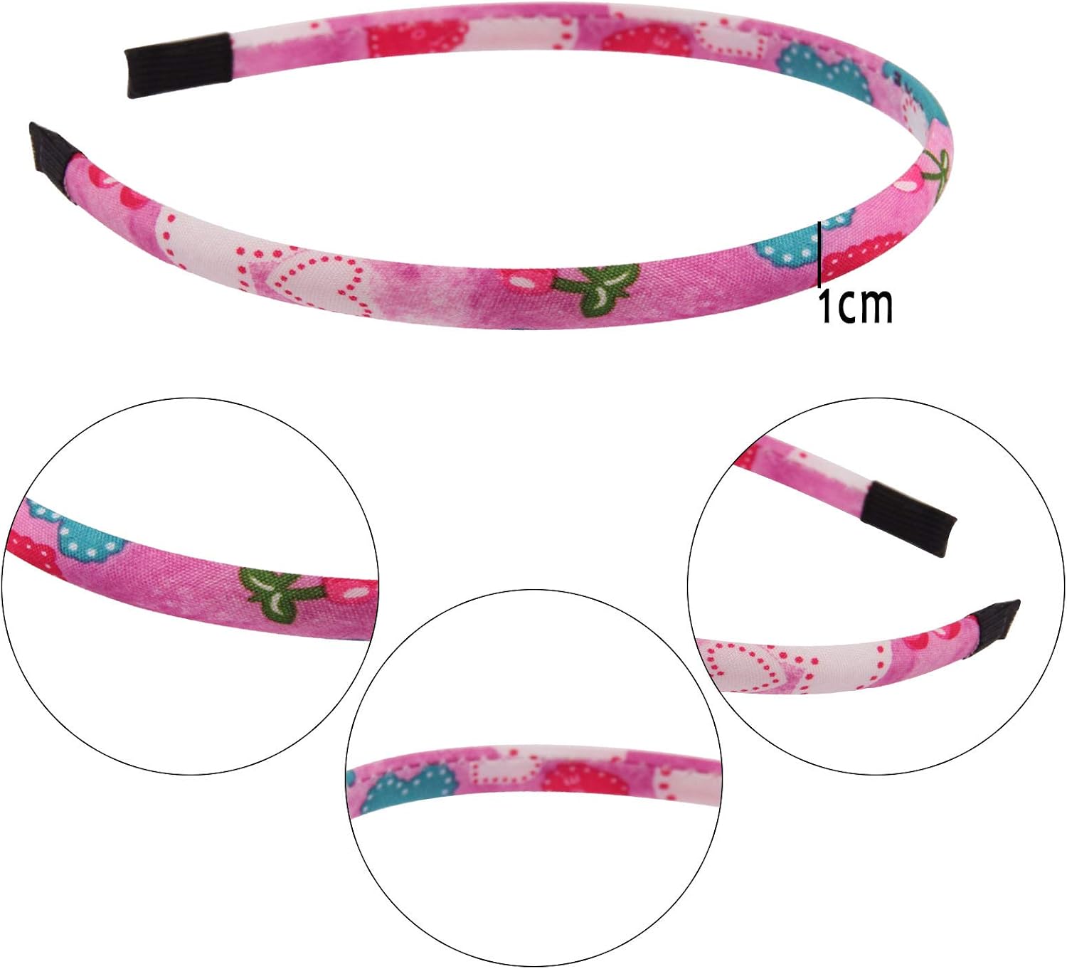 Candygirl 10 Pieces Alice Band Girls Headbands Floral Fabric Headbands for Girls Headband for Kids Polka Dots Heart Covered Hairbands - Image 3