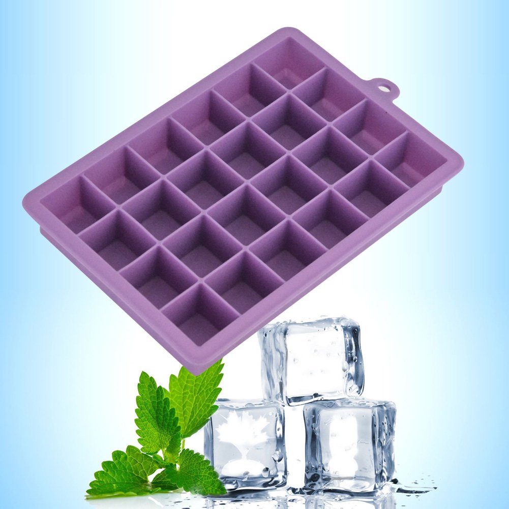 Ice Cube Trays,Guardians 24 Cube Food Grade Silicone Ice Tray Molds Easy Release Ice Jelly Pudding Maker Mold (Light Purple-2 Pack)