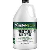 SimpleNature 100% Pure Vegetable Glycerin - 1 Gallon (128 fl oz) - Food/Cosmetic Grade Skincare, Haircare, Cosmetics, Soapmaking, Crafts - Softening &amp; Moisturizing Multipurpose Humectant
