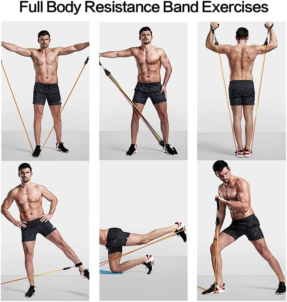 Rommisie 11 Pack Resistance Bands Set, Portable Home Workouts Accessories, Exercise Bands with Door Anchor, Handles, Legs Ankle Straps for Resistance Training, Physical Therapy, Yoga, Pilates : Sports & Outdoors