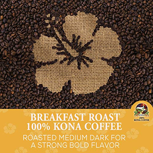 100 Kona Coffee Premium Ground Breakfast Roast 16 Ounce Bag by Mountain Thunder