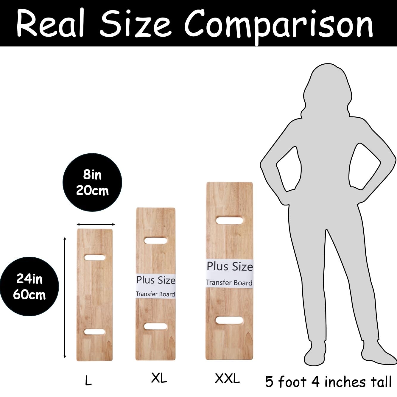King Mills Plus Size Pinewood Extra Wide and Thick Transfer Board/Slide Board for Transferring to Wheelchair, Bed or Car. Ideal for Seniors, Elderly or Physical Therapy Patient.L