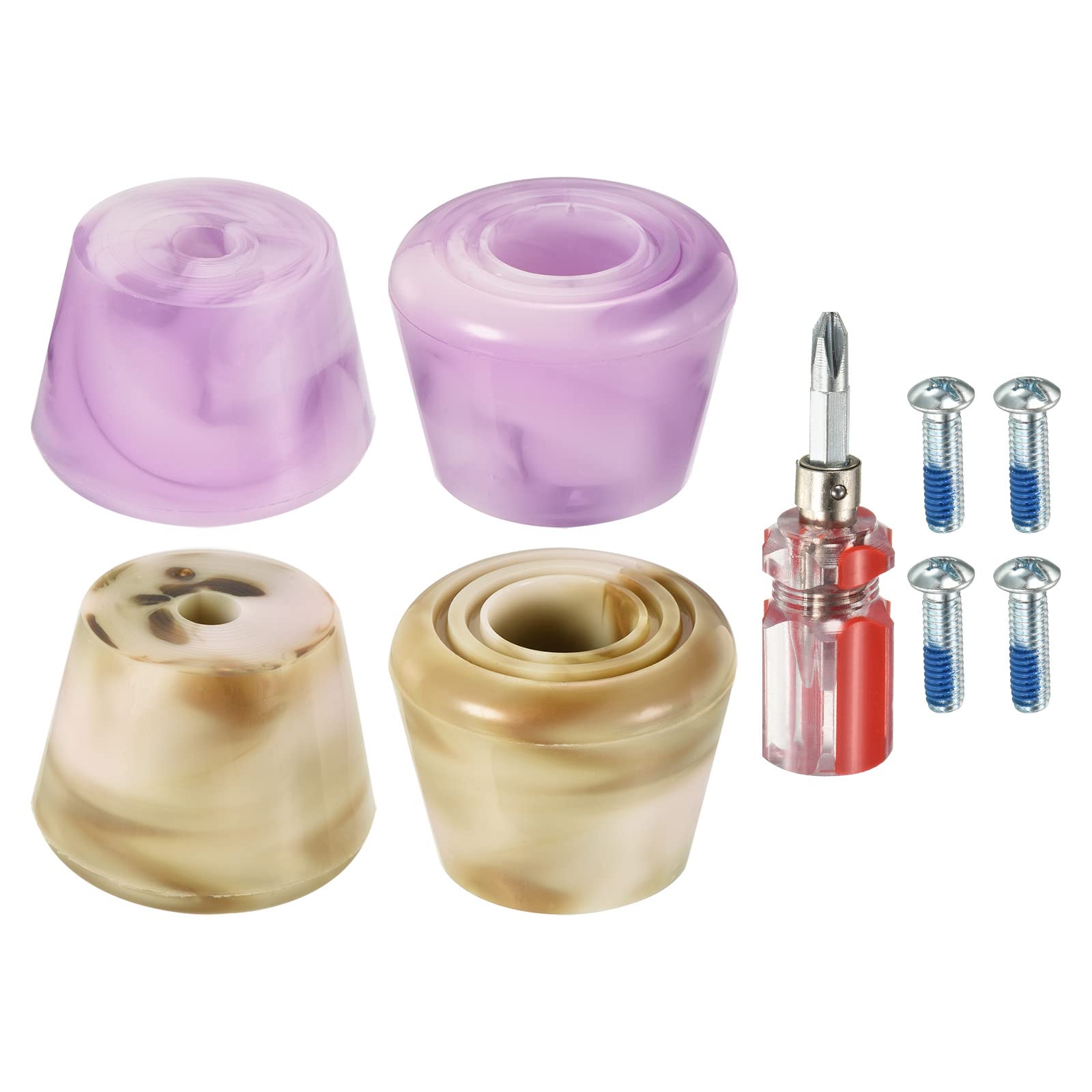 PATIKIL Roller Skate Toe Stops with Screwdriver, 2 Pair 82A Rubber Brake Stoppers Block for Roller Skate Accessories Replacement, Mixed Color