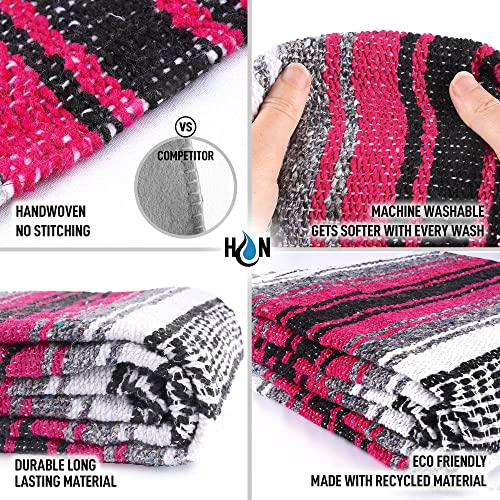 Authentic Extra Large Mexican Blanket (71"x47") Handwoven Yoga