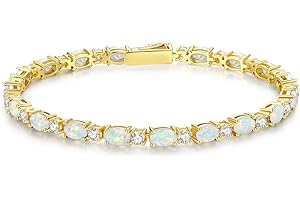FANCIME 14K Gold Plated Birthstone Bracelets 4mm Sterling Silver Tennis Bracelets Gold Bracelets Birthday Jewelry Gifts for Women 7"