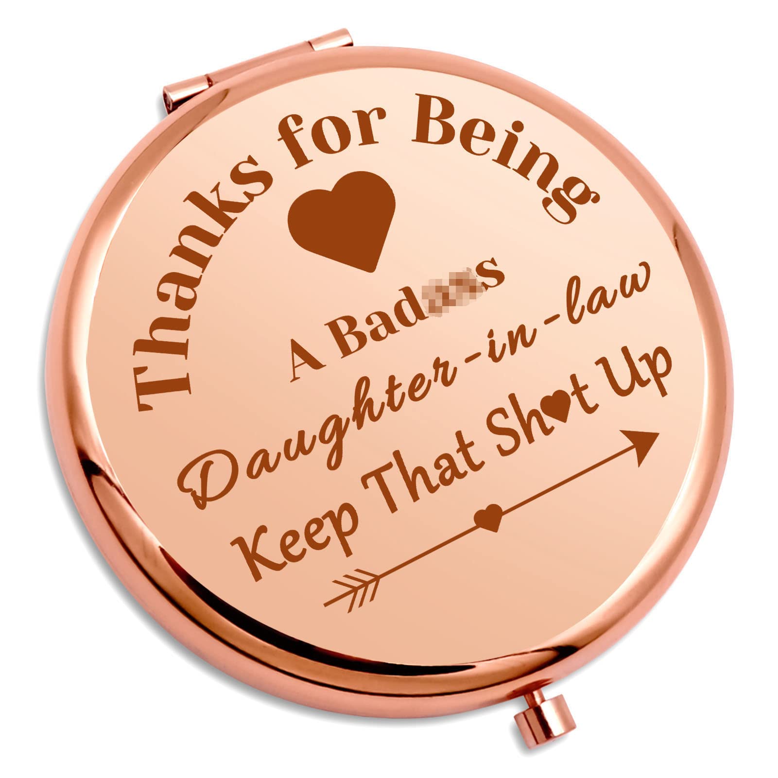 Gevody Daughter in Law Gift from Mother Travel Makeup Mirror Funny Daughter in Law Wedding Gift Appreciation Present for Her from Mum Christmas Birthday Compact Mirror Marriage Present for Bride