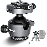 NEEWER GM41 Low Profile Tripod Ball Head, 40mm Metal Panoramic Camera Mount Adapter with 1/4" Arca Type QR Plate Compatible with PD, 360° Swivel & 90° Tilt, Max Load 22lb