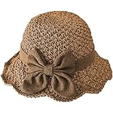 Women's Foldable Sun Straw Hat Summer Travel Beach Sun Hats Straw Bucket Hat Wide Brim UPF 50+Stylish Fishermans Cap