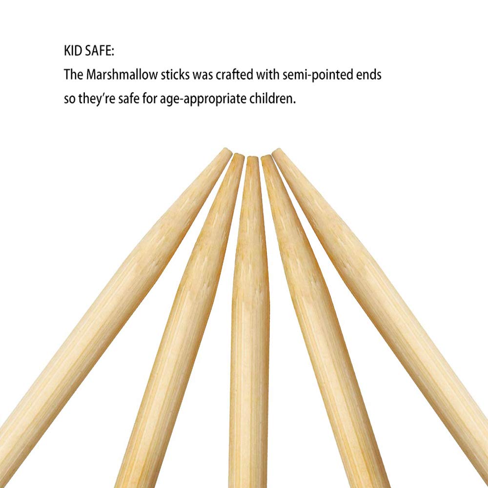 FLYPARTY Bamboo Marshmallow Roasting Sticks with 30 Inch 5mm Thick Extra Long Heavy Duty Wooden Skewers,Roaster Barbecue S'Mores Skewers Hot Dog Forks for Camping,Party,Kebab Sausage(40 Pcs)