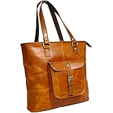 Satchel And Fable Women’s Tote Leather Handmade Genuine Shoulder Large Vintage Handbag (17” (L) x 13” (H) x 4.5” (W), Brown)