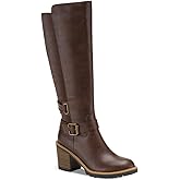 SUN STONE Womens Viviaan Faux Leather Knee-High Boots Brown 5 Medium (B,M), Chocolate Smooth