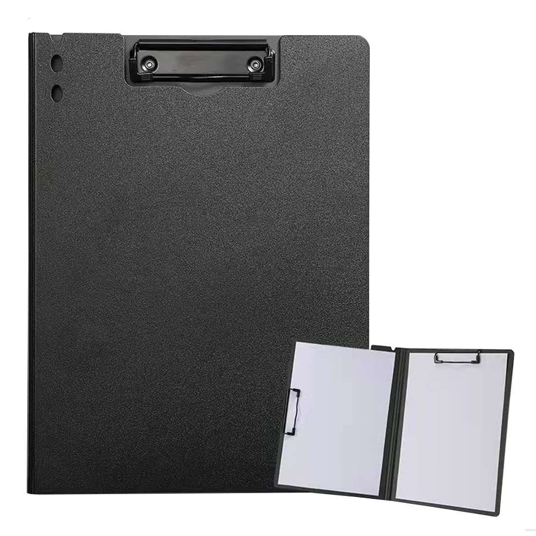 ZMREN Clipboard, A4 Plastic Clipboards with Double Clip, Standard A4 Letter Size Clipboards, Suitable for Office Workers, Students, Teachers (31.5 cm x 22.5 cm) - Black