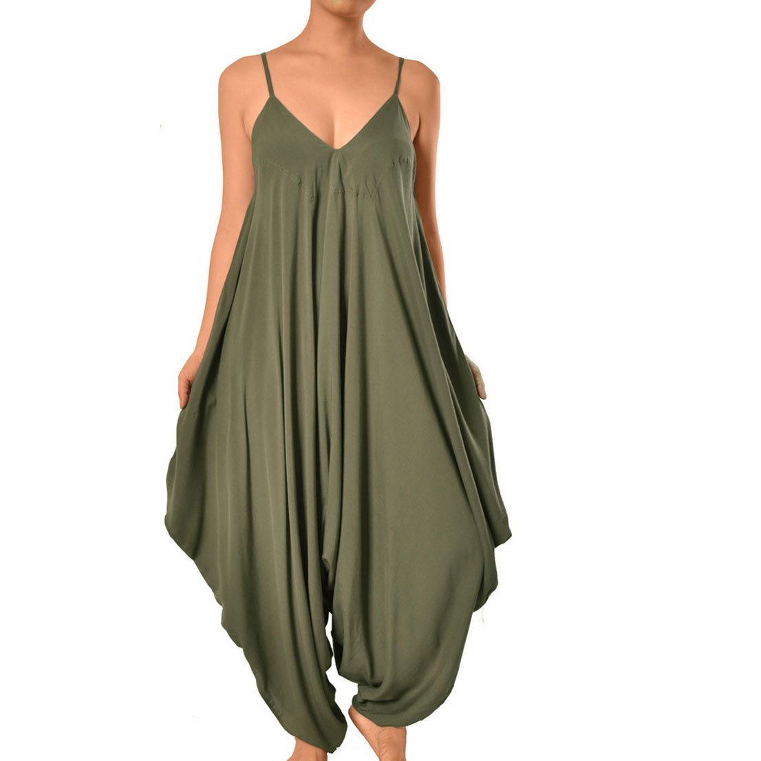 May&Maya Women's V Neckline All in One Beach Jumpsuit Beachwear Central