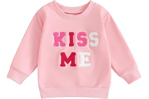 Socutebabe Toddler Girl Valentines Outfit Kiss Me Shirts Crewneck Sweatshirt Pullover Tops Infant Baby Spring Clothes