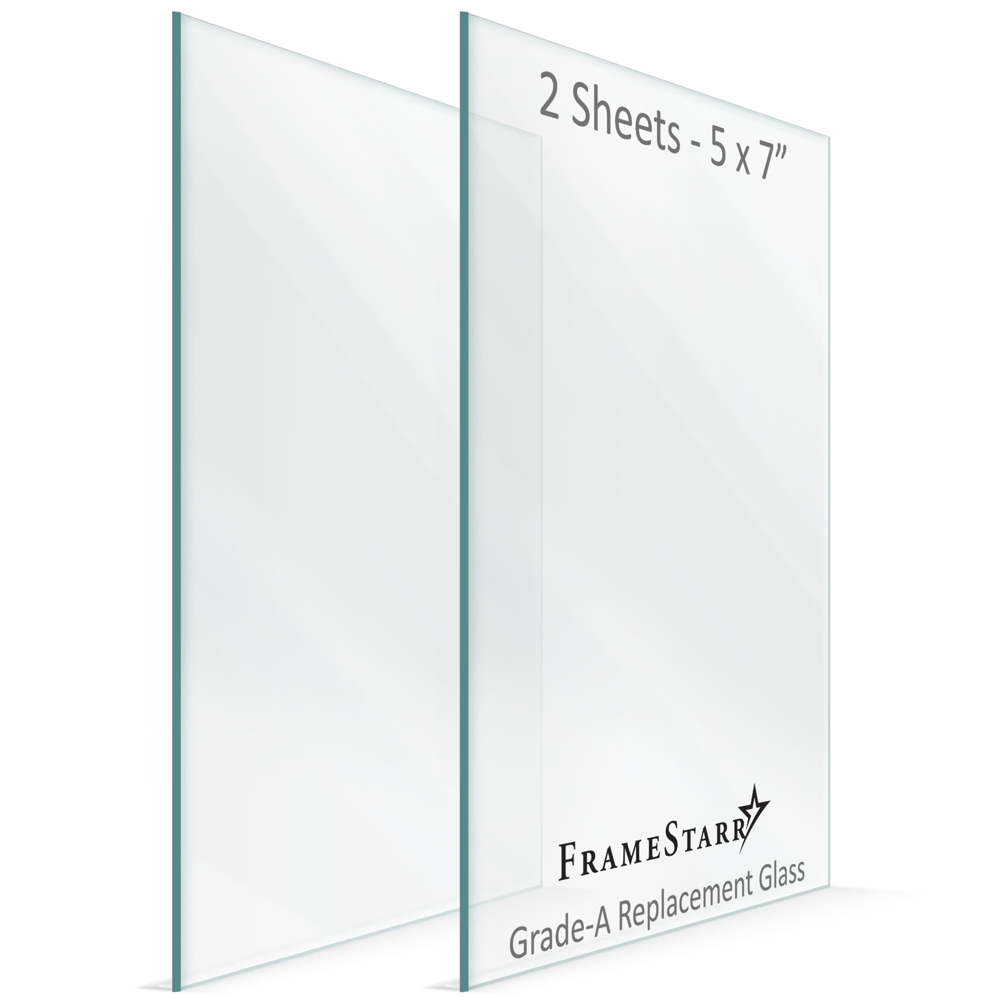 Photo 1 of FrameStarr - 5x7 Glass - Crystal Clear, 2 Pack - Replacement Glass for 5 x 7 Picture Frames - Real Cover Sheets