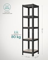 SONGMICS Shelving Unit 37x37x150 cm 400 kg Load Adjustable Shelves Greige Black view 7