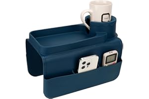 Dodamour Silicone Couch Caddy for Wide Arms (6-12") with Cup Holder & Deep Sofa Remote Pockets - Anti-Slip Couch Arm Tray Tab