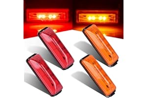 nifeida 4PCS 4Inch Waterproof Trailer Side Marker Light 4LED Amber/Red Clearance Lights Front Rear Surface Mount for Trailer Truck Boat RV Camper DC12V [2 Red & 2 Amber]