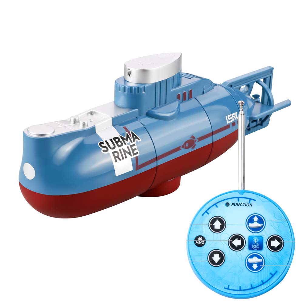 Syrisora RC Mini Submarine 6 Channels Remote Control Under Water Ship RC Submarine Model Kids Educational Toy Gift for Children (Blue)