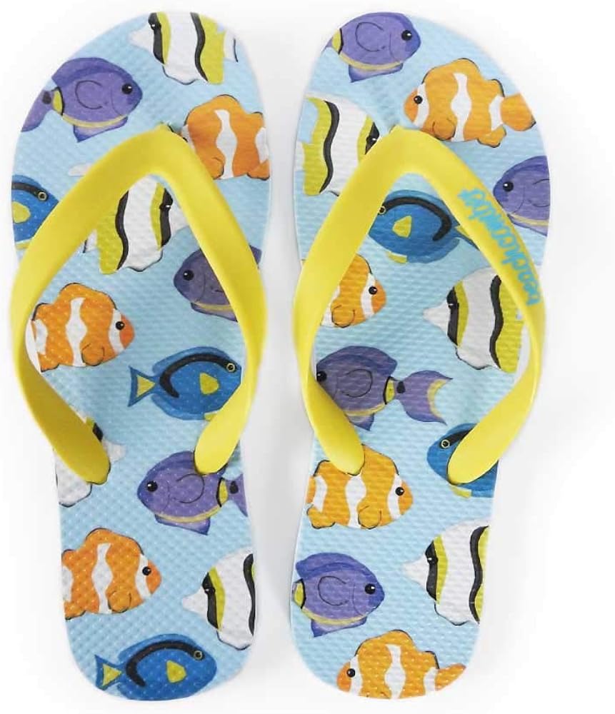 Buy Blue Water Natural Rubber Flip Flops Tropical FishXX