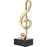 Luqeeg Music Note Figurine, Musical Sculpture Statue Decoration Resin Craft, Stave Musical Symbol Ornaments Desktop Art Decor for Home Living Room Bedroom Tv Cabinet Gifts Souvenirs, Gold
