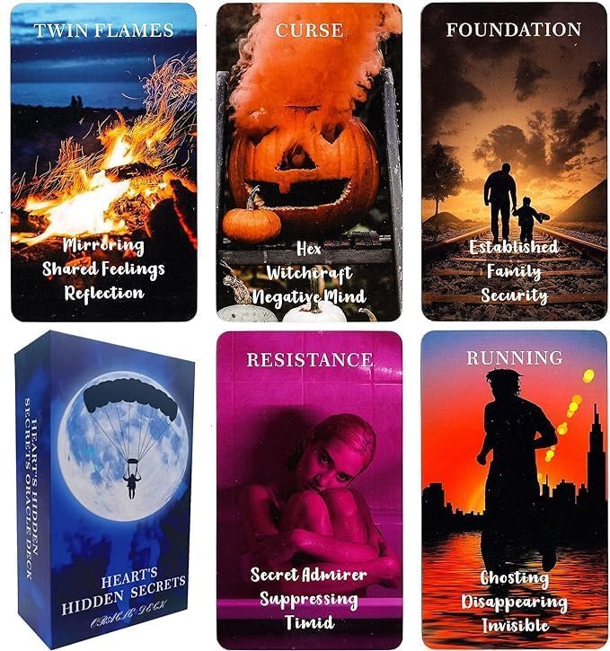 Twin Flame Love Oracle Cards, Hearts Hidden Secrets Oracle Deck, 78 Tarot Cards for Beginner, Help Uncover What is Truly in Their Heart Space