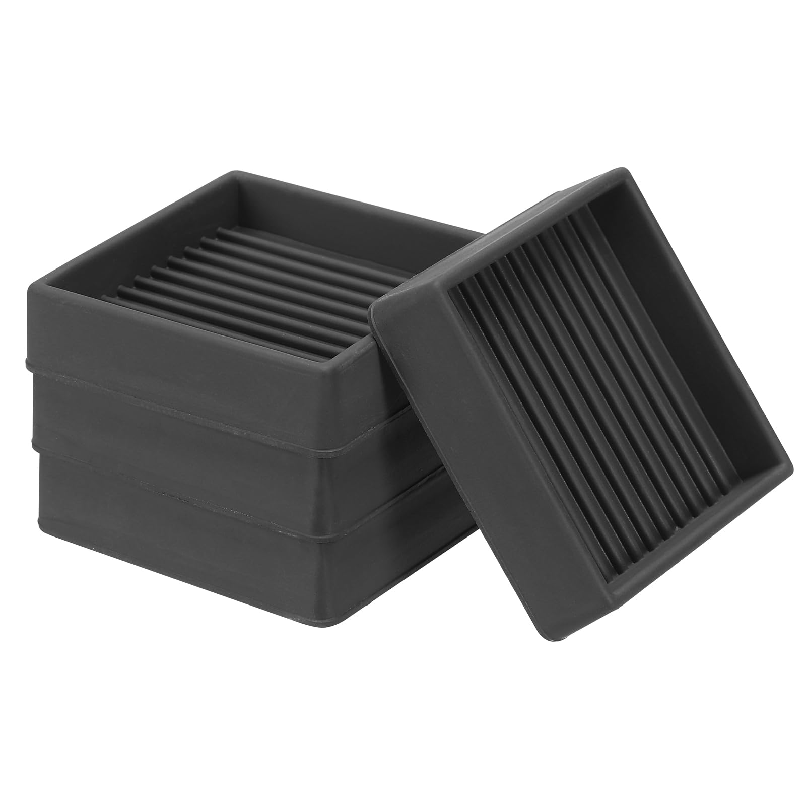 PATIKIL 2"x2" Square Rubber Furniture Pads, 4 Pack Non Slip Caster Cups Anti Skid Floor Protectors for Furniture Feet Bed Couch Chair Table Stopper, Black