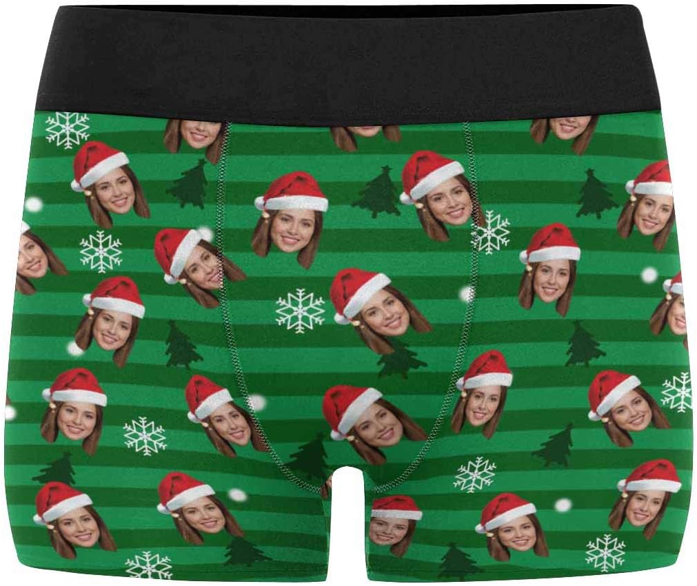 Custom Boxers for Men I Love You Love Hearts Men's Boxer Briefs with Wife's Face Shorts