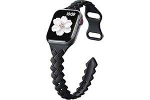 DGege Slim Braided Silicone Band Compatible With Apple Watch Bands for Women 40mm 41mm 42mm 38mm 44mm 46mm 45mm 49mm Thin Flo