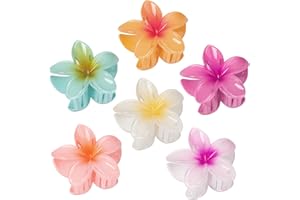 6 Pcs Flower Hair Claw Clips for Women Girls, Hawaiian Hibiscus Flower Hair Clips, Cute Vacation Beach Hair Accessories
