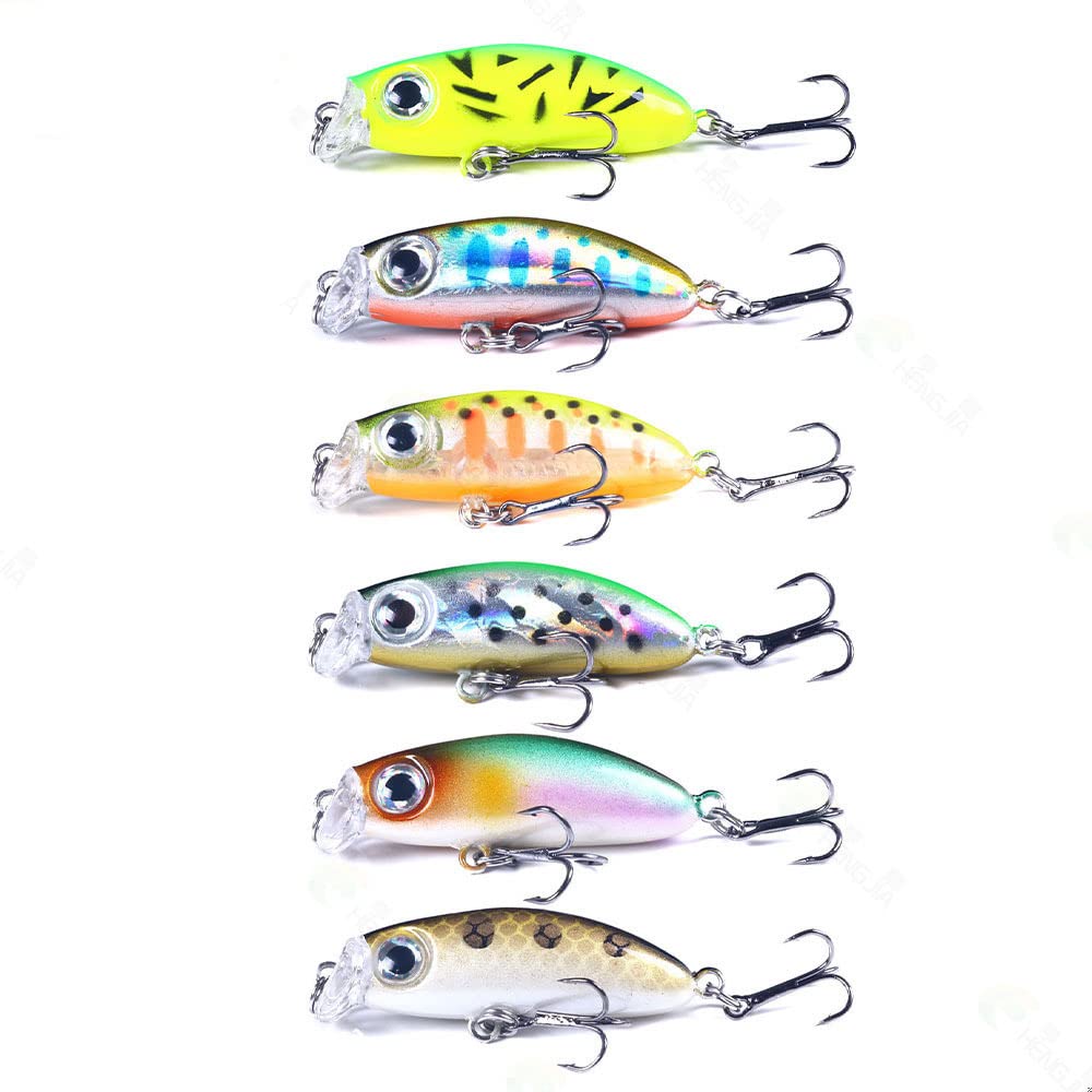 CENPEK 6pcs Luya Bait Mino 4.2 cm/3.1 G Micro-submersible Hard Bait Blood Tank Hook Artificial Bait Bionic Fake Bait